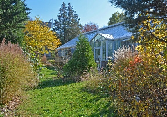 Exterior of Marsh Botanical Gardens greenhouse